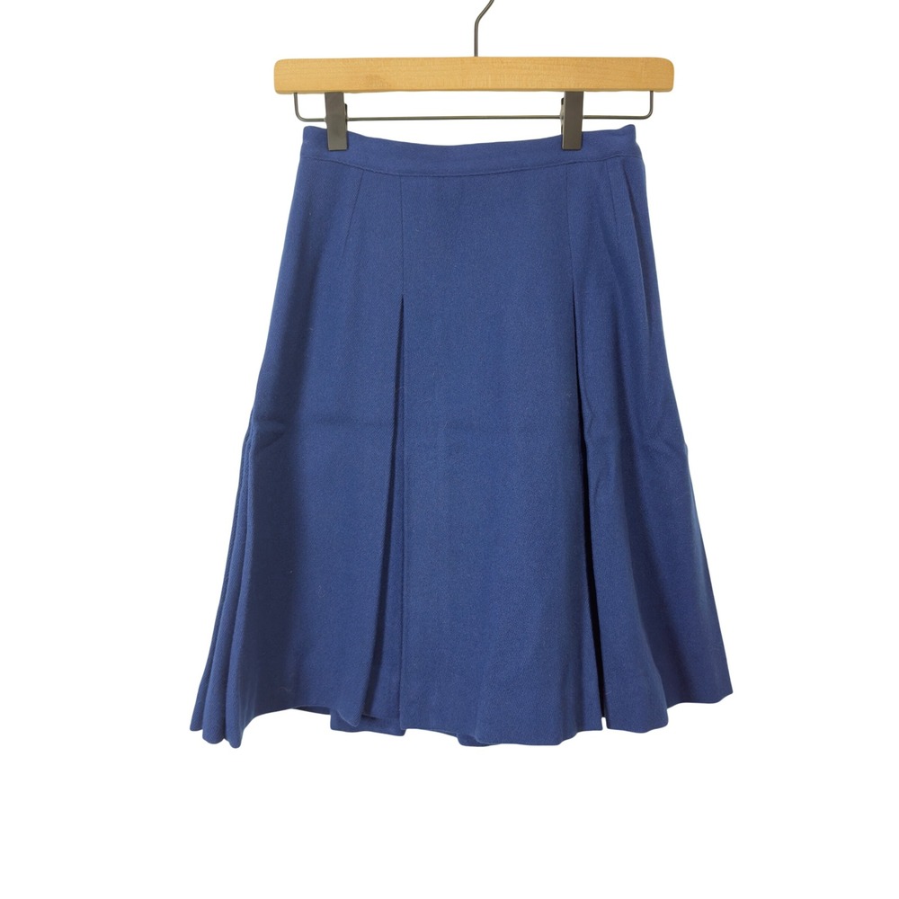 Vintage Country‎ Set Royal Blue Pleated Skirt 1970s 1980s Knee Length Retro
